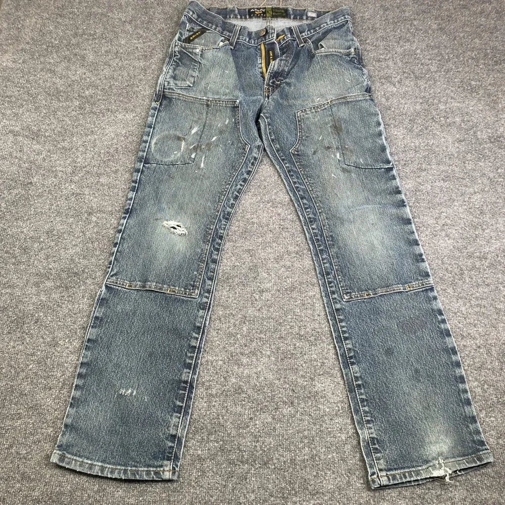 Ariat Rebar M5 Straight Leg Jeans Mens 32x32 Double Knee Workwear Stained - Picture 1 of 11
